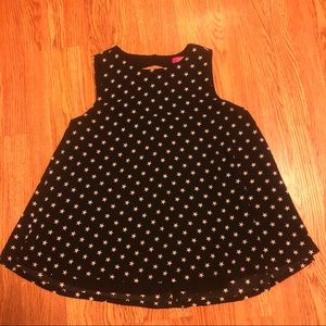 Black Sleeveless Blouse with White Stars